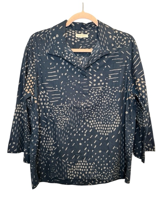 ANN MASHBURN Tops - ANN MASHBURN Abstract Dotted 100% Cotton Tomboy Popover Blouse Large